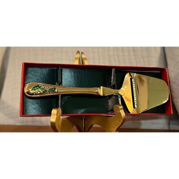 24K Gold Plated Pastry server and cheese slicer with Enamel inlay Retroneu - Picture 3 of 9